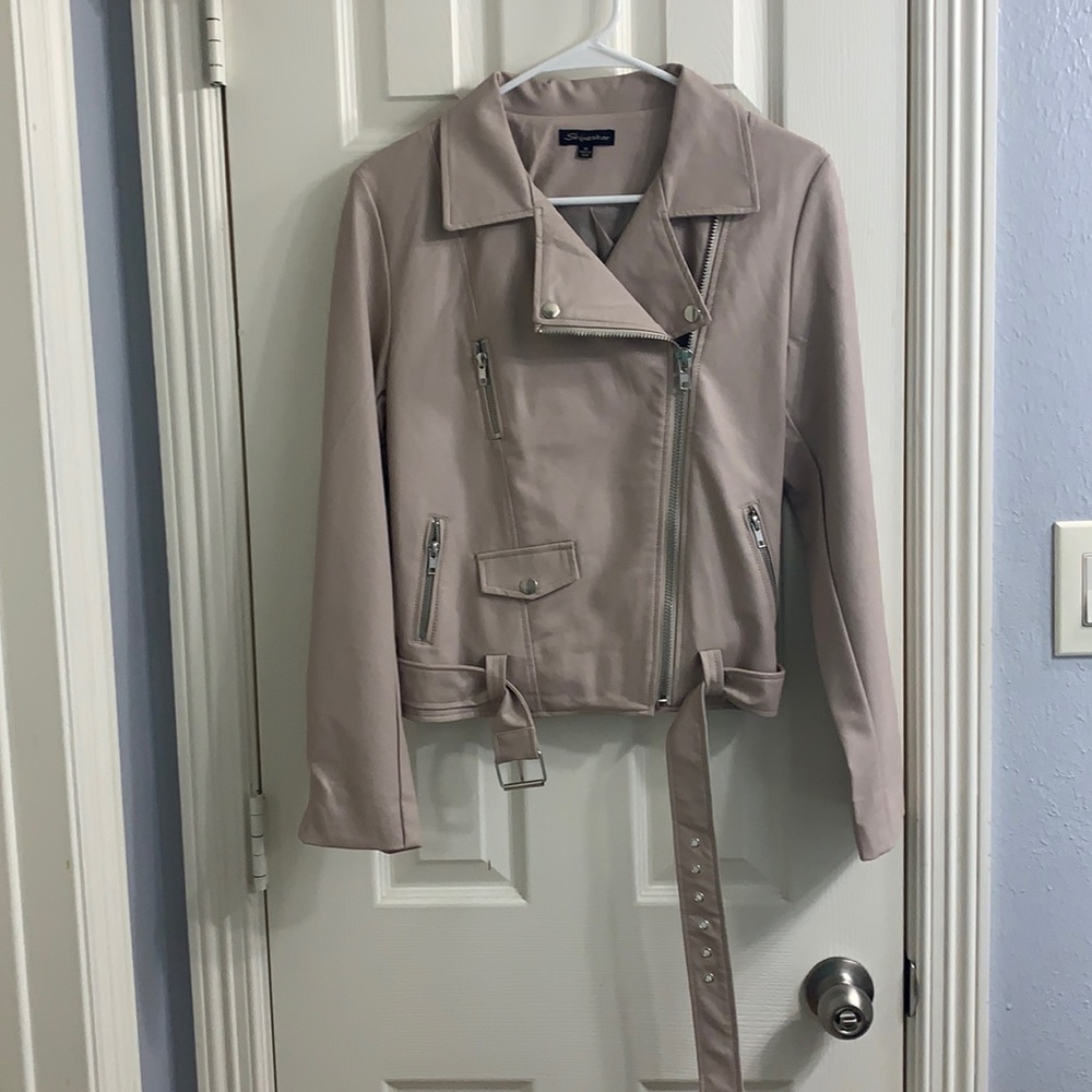 Shinestar cream leather jacket